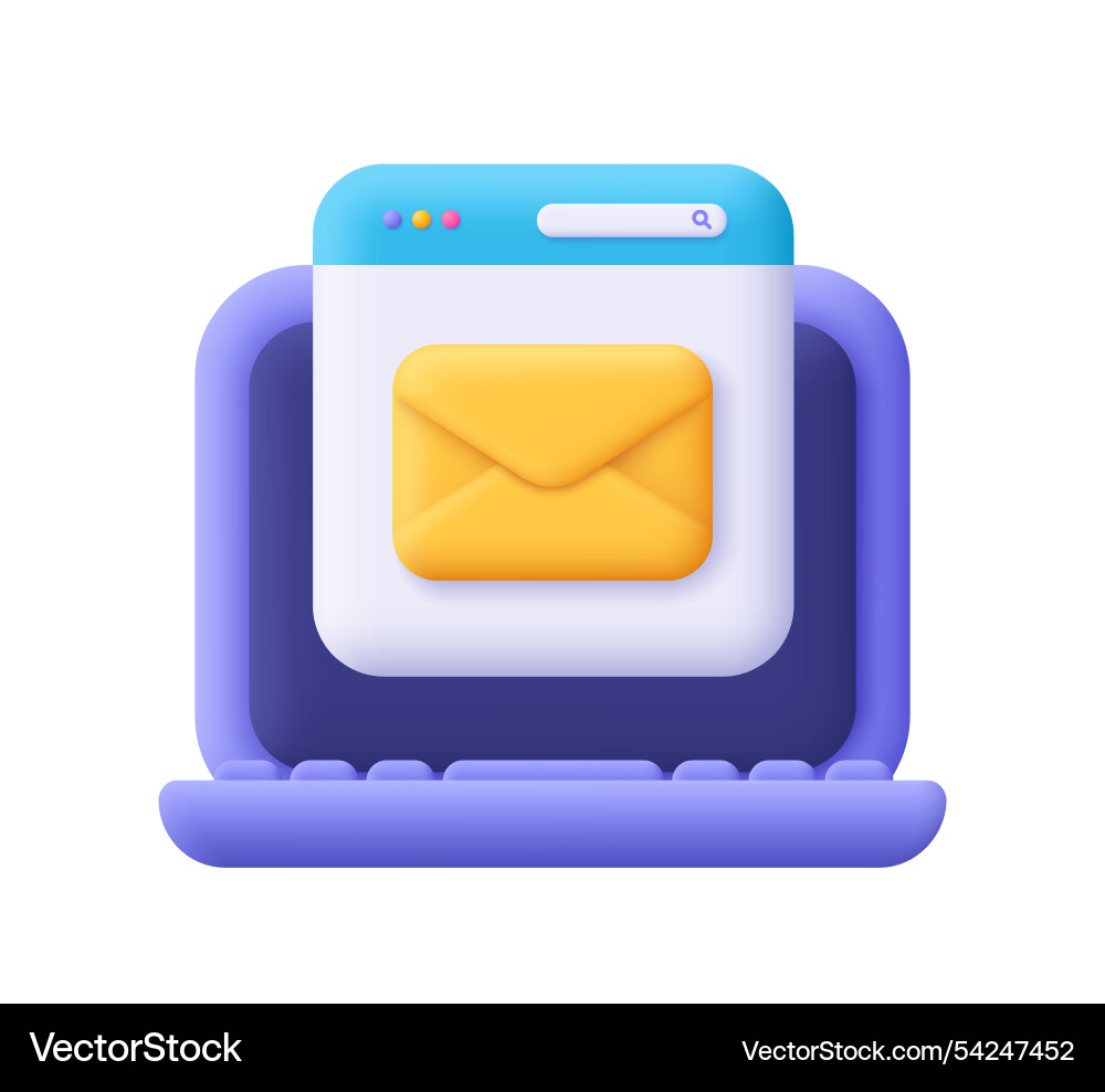 Computer laptop with webpage and envelope new Computer laptop with webpage and envelope new Vector Image