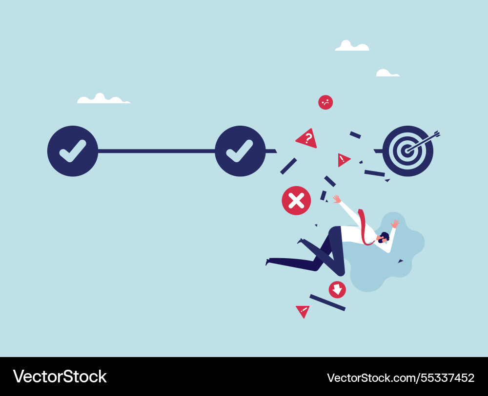 Concept of failed process or task was unsuccessful Concept of failed process or task was unsuccessful Vector Image