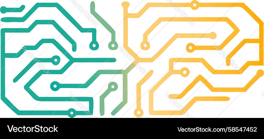 Interconnected Circuit Pathway Vector Image