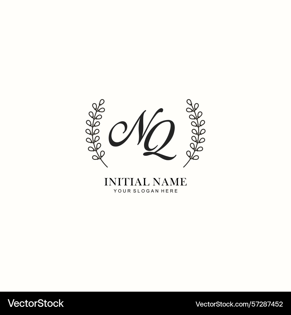 Nq initial logo templates with botanical elements Nq initial logo templates with botanical elements Vector Image