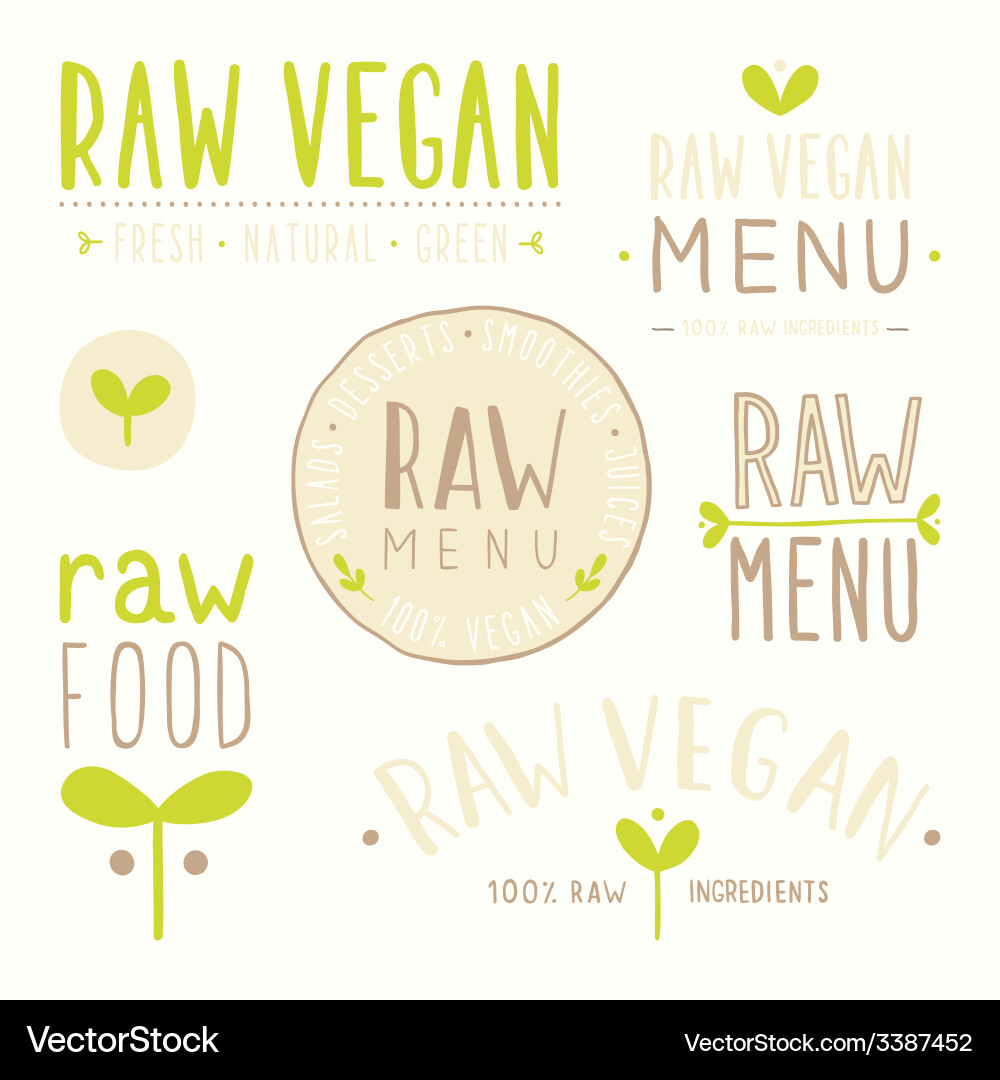 Raw vegan badges Royalty Free Vector Image - VectorStock