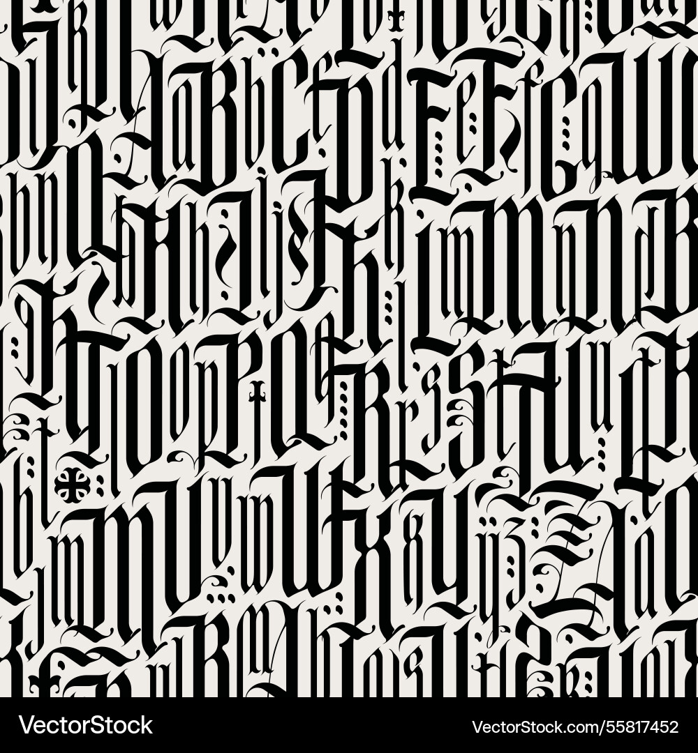 Seamless pattern of gothic letters Royalty Free Vector Image