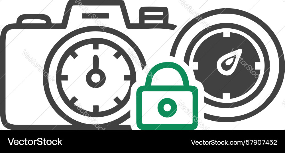 Secure timed photography camera padlock timer vector image