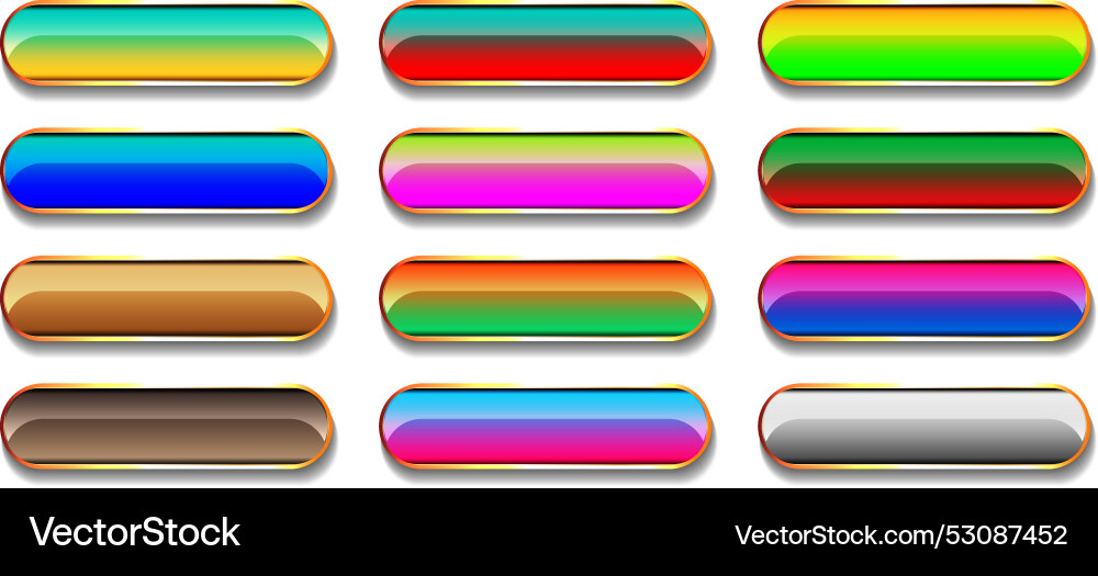 Set of different glossy button web blank vector image