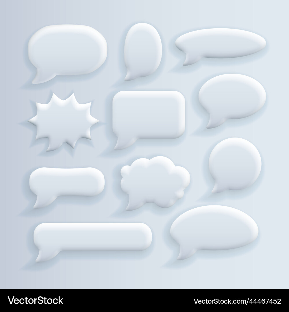 White blank speech bubbles set cloud Royalty Free Vector
