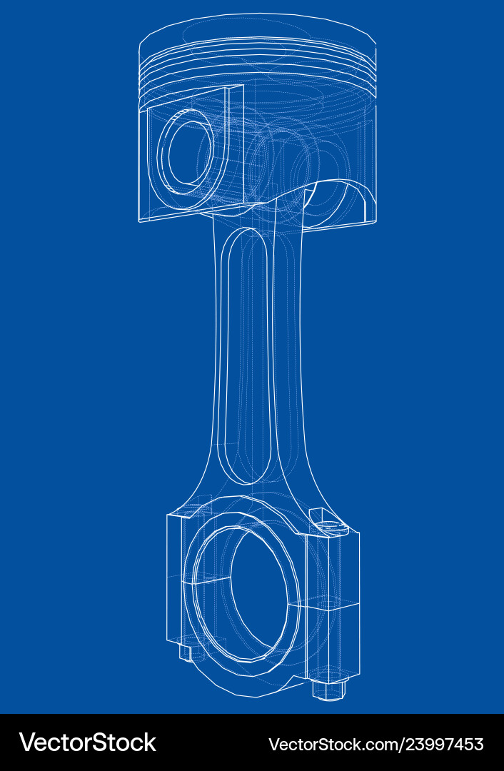 3D Piston Rendering - Wireframe vector image