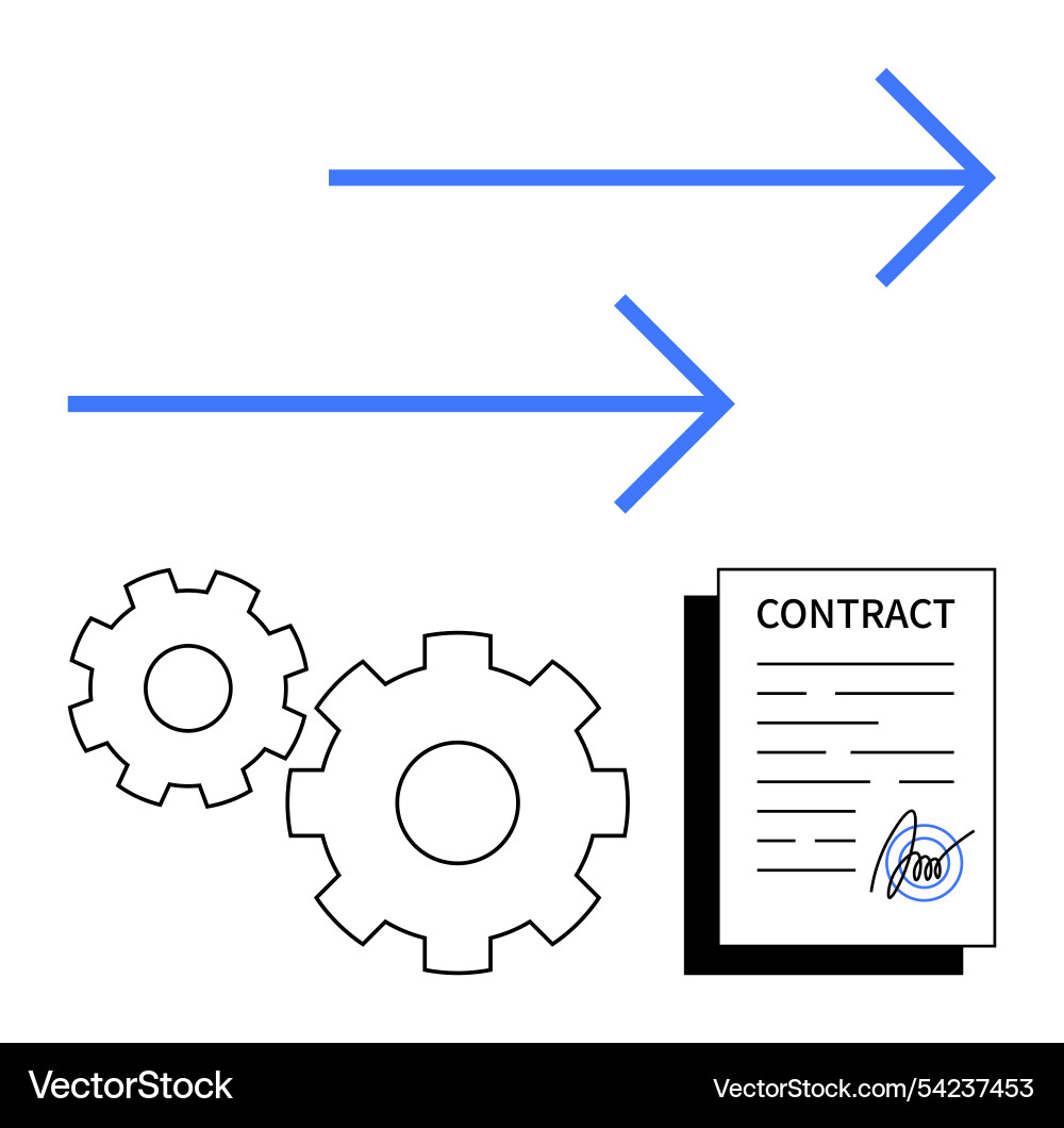 Business workflow represented by arrows cogs Business workflow represented by arrows cogs vector image