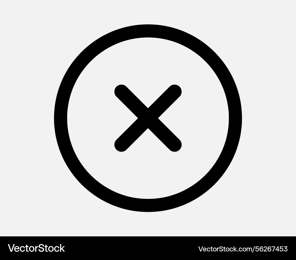 Cross x circle round line icon Cross x circle round line icon vector image