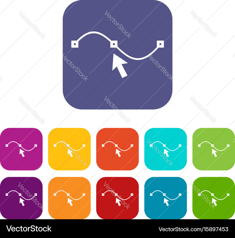 Drawing the curve icons set vector image