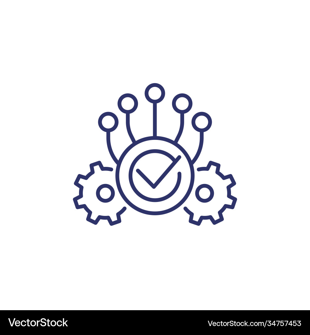 Execution Line with Gears Icon vector image