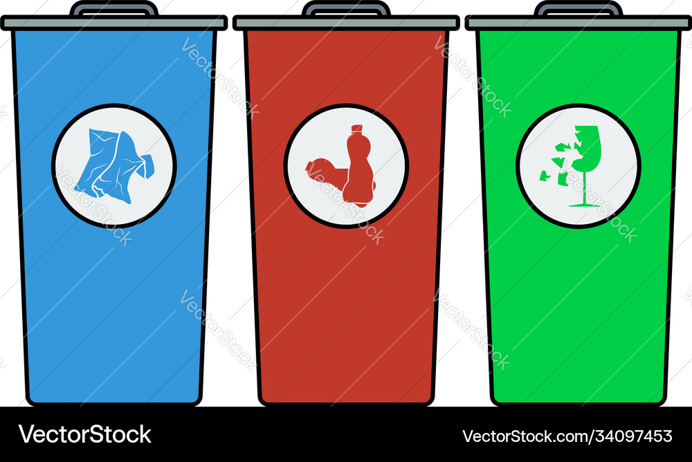 Garbage containers with separated trash icon vector image