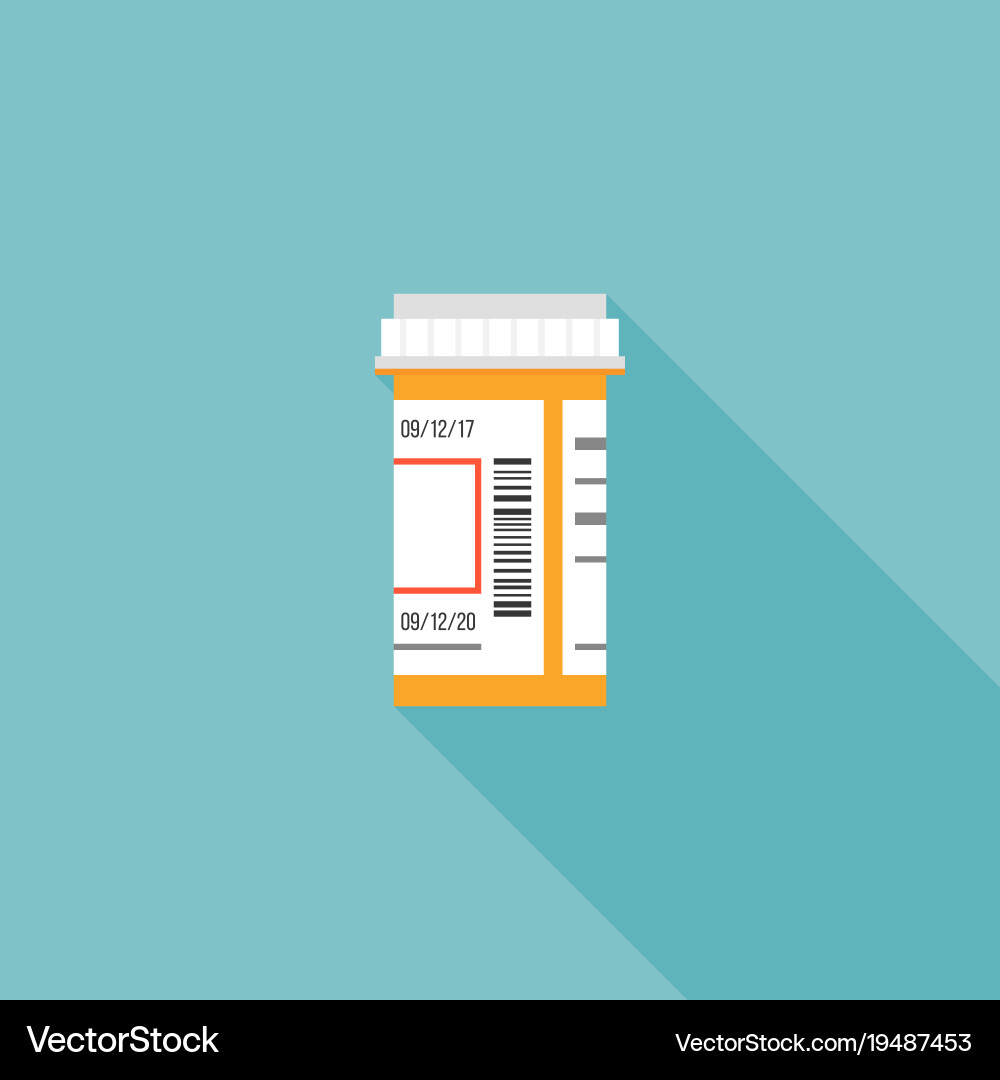 Medicine Bottle Icon - Flat Style vector image