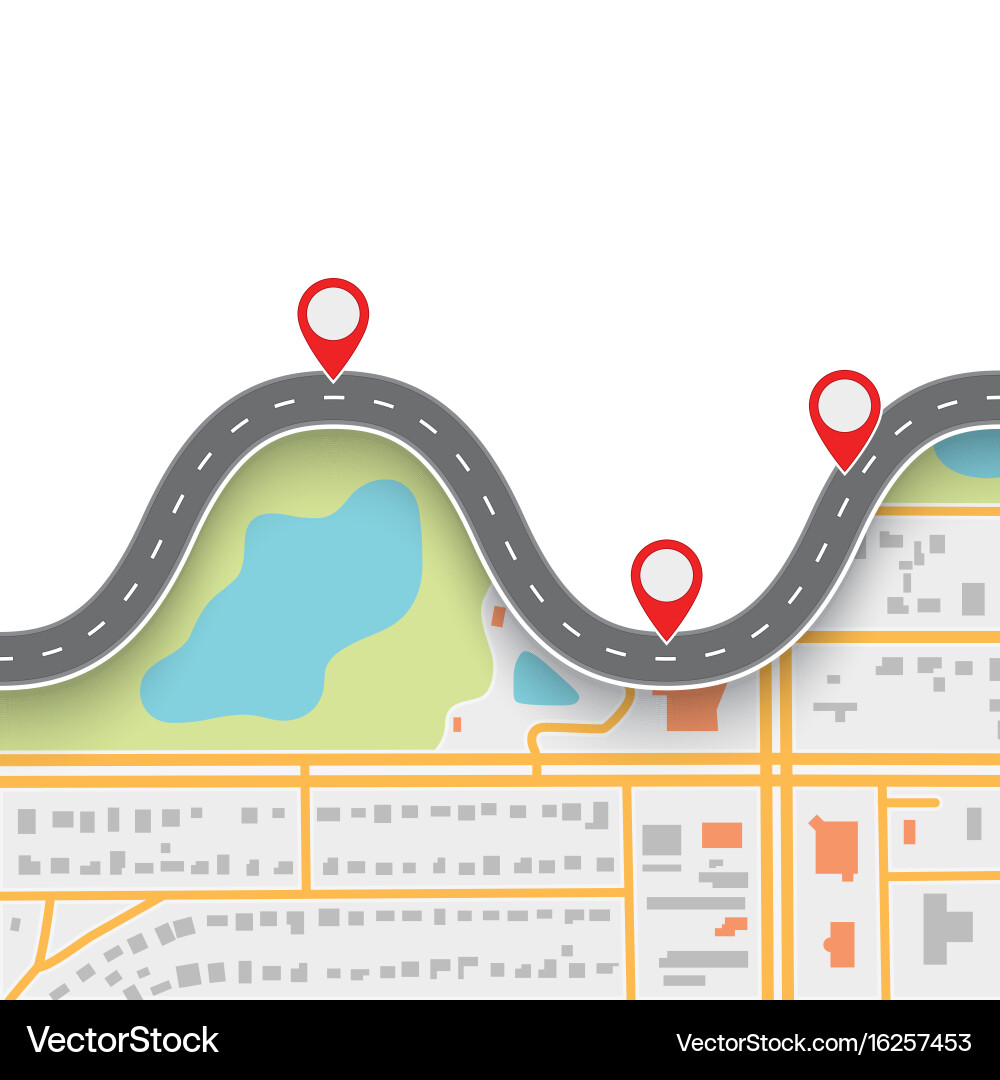 Road trip route winding on gps navigation Vector Image