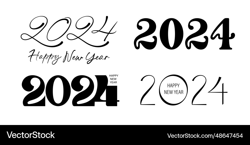 2024 new year numbers set different font 2024 new year numbers set different font vector image