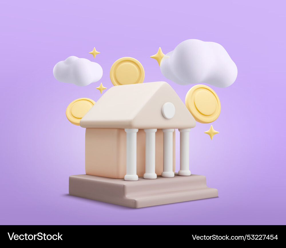 3d court building with columns front 3d court building with columns front vector image