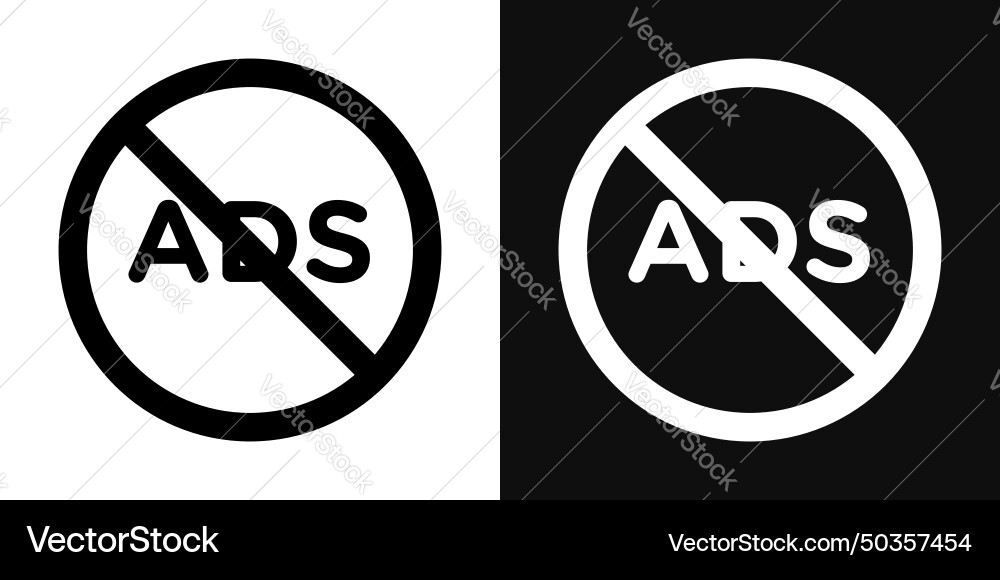 Ad blocker icon set ban and stop add symbol Vector Image