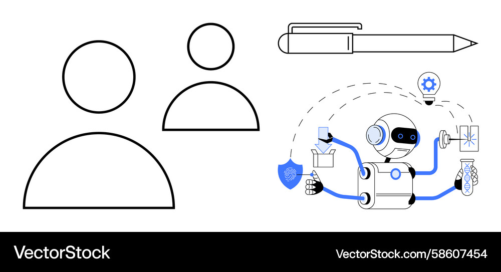 Ai robot performing tasks with human interaction Vector Image