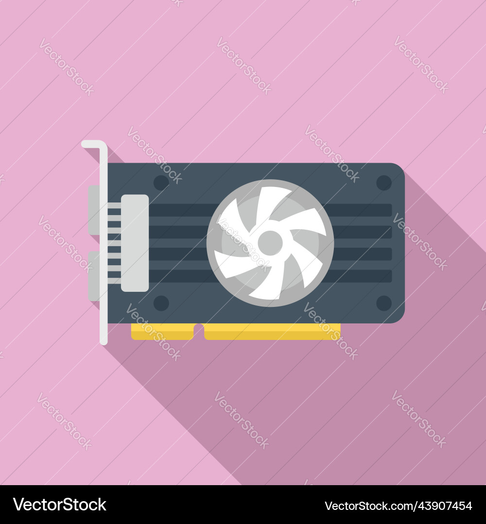 Cpu video card icon flat computer gpu Vector Image