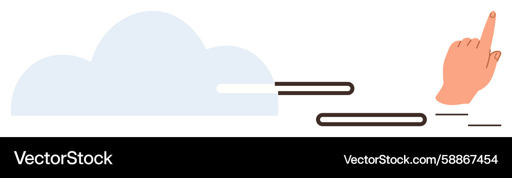 Hand pointing toward cloud with loading bars Vector Image
