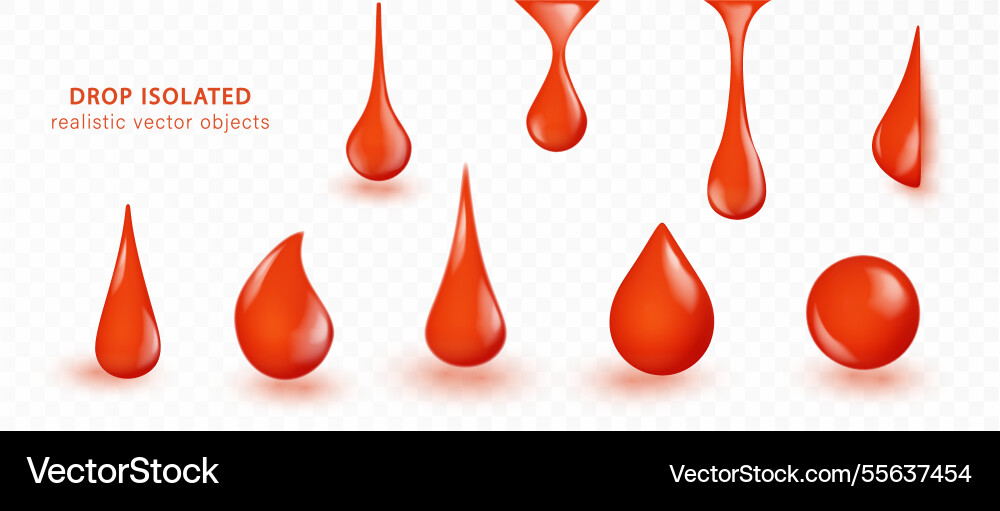 Red drops realistic isolated blood donation Vector Image