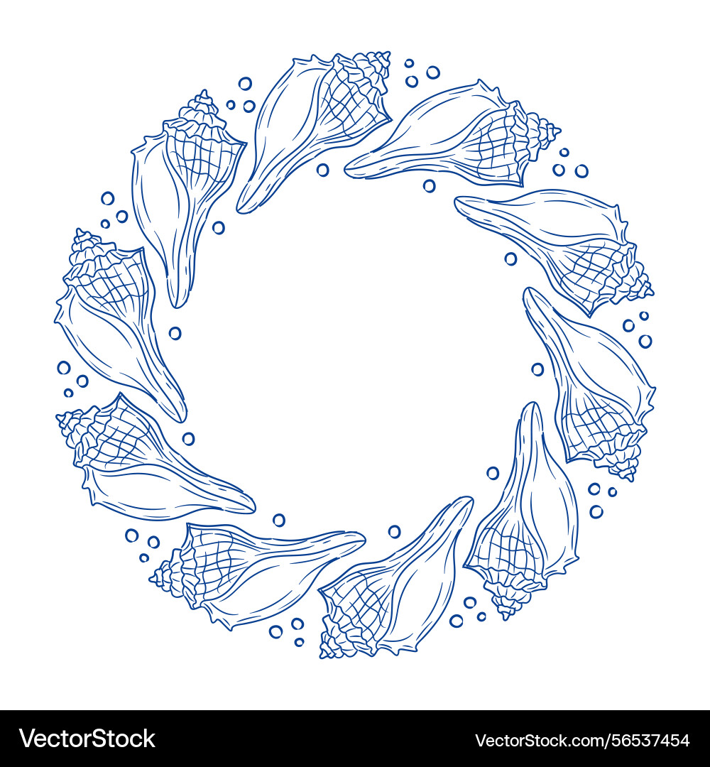 Shells create a beautiful circular pattern around Shells create a beautiful circular pattern around vector image