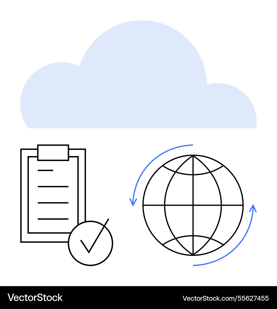 Cloud computing with checklist and global Cloud computing with checklist and global vector image