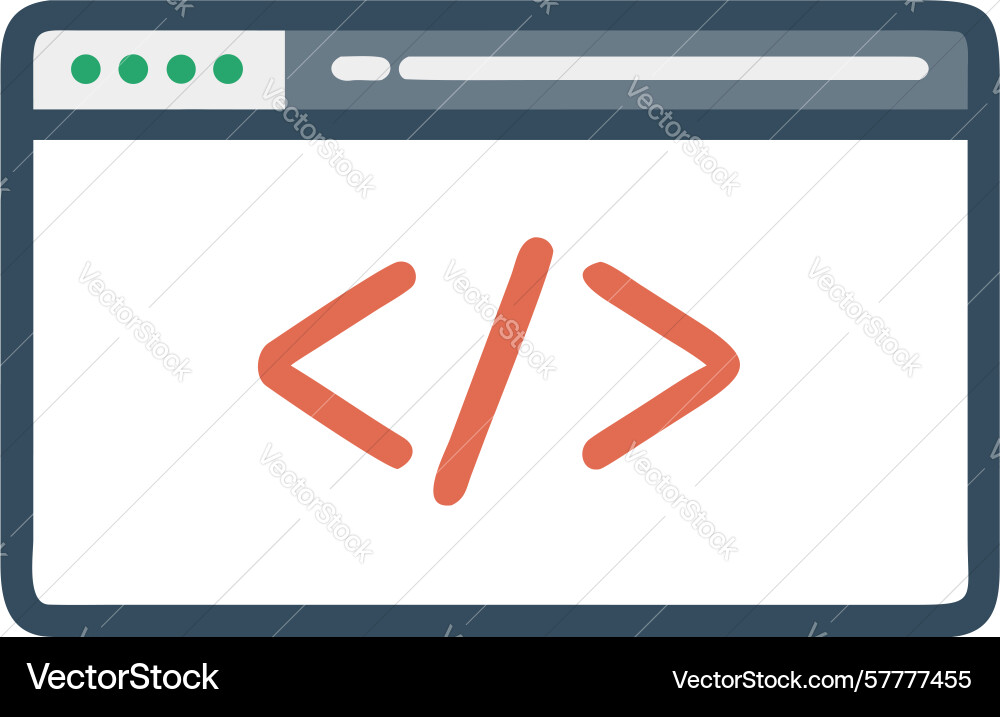Code Editor Fenster Symbol Web Entwicklung vektorbild
