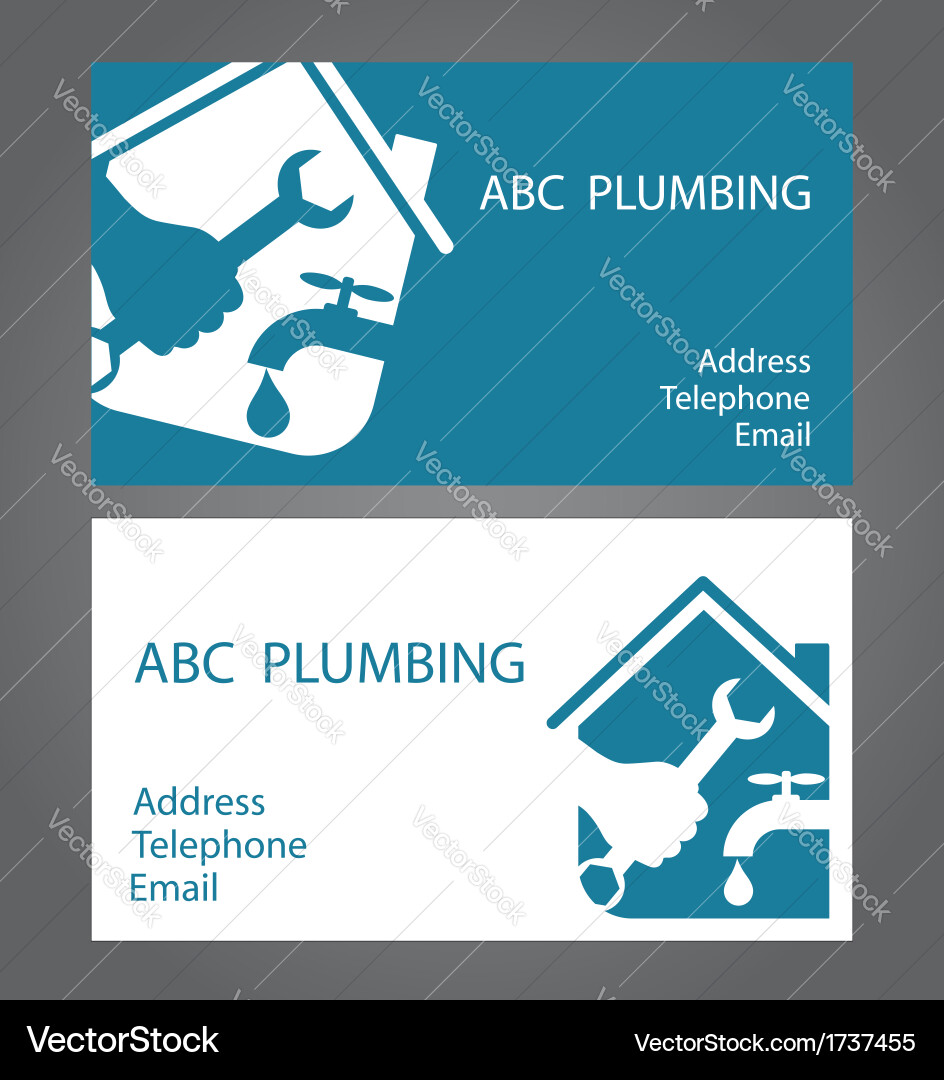 Design business cards for plumbers Royalty Free Vector Image