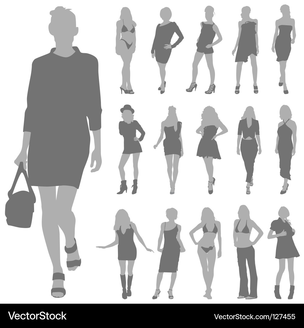 Fashion Women Silhouettes Vector Image