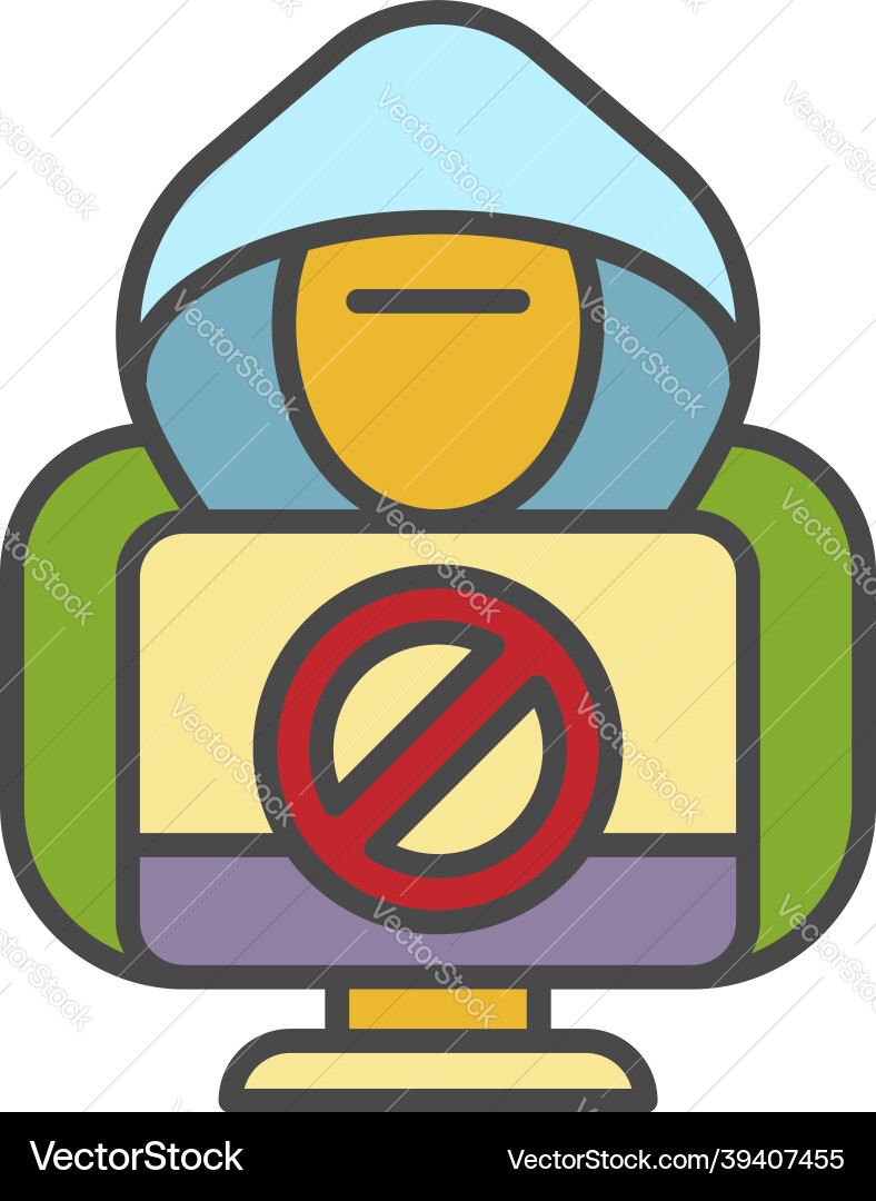 No hacker activity icon color outline No hacker activity icon color outline vector image
