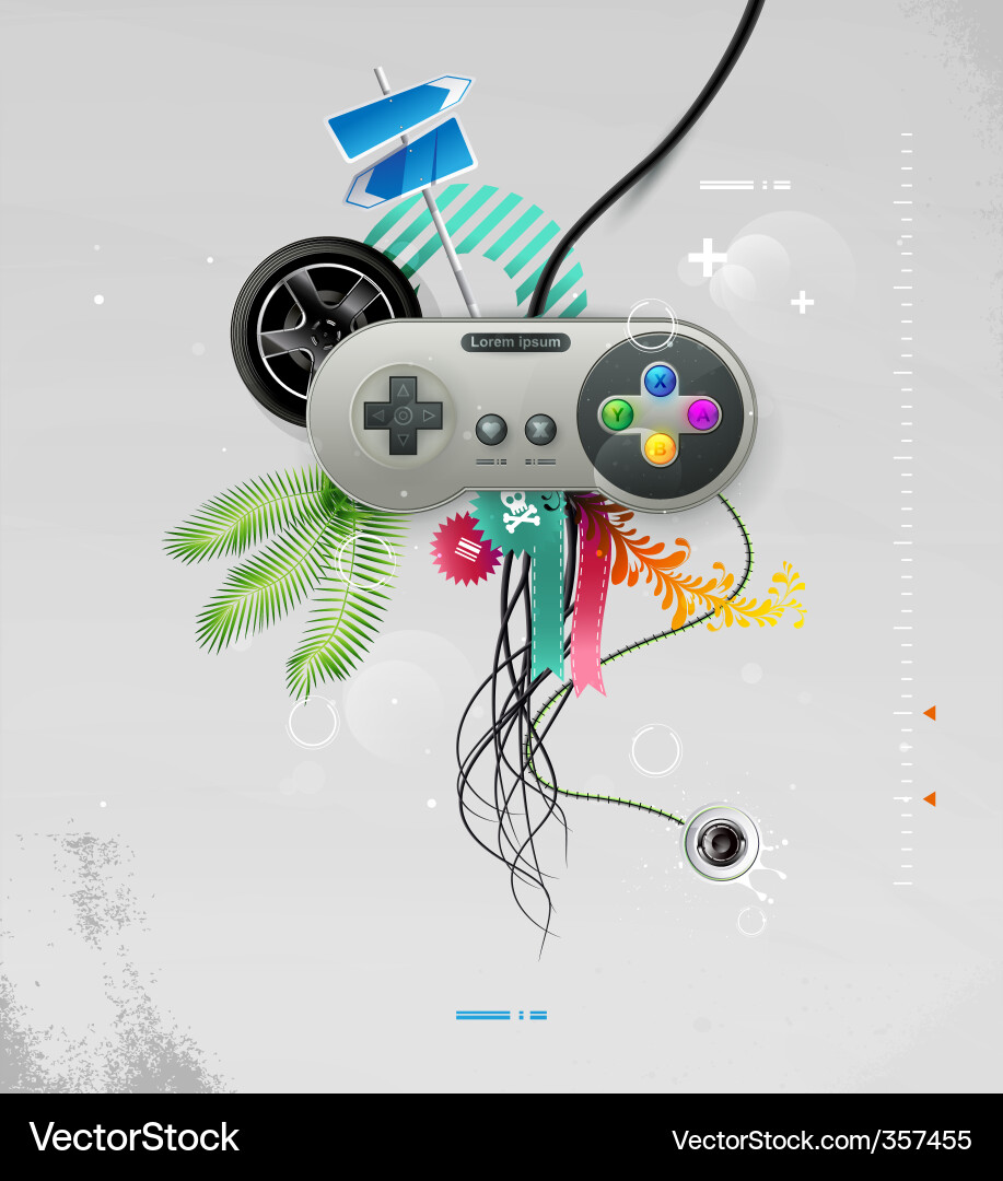 Retro Joystick with Buttons Vector Image