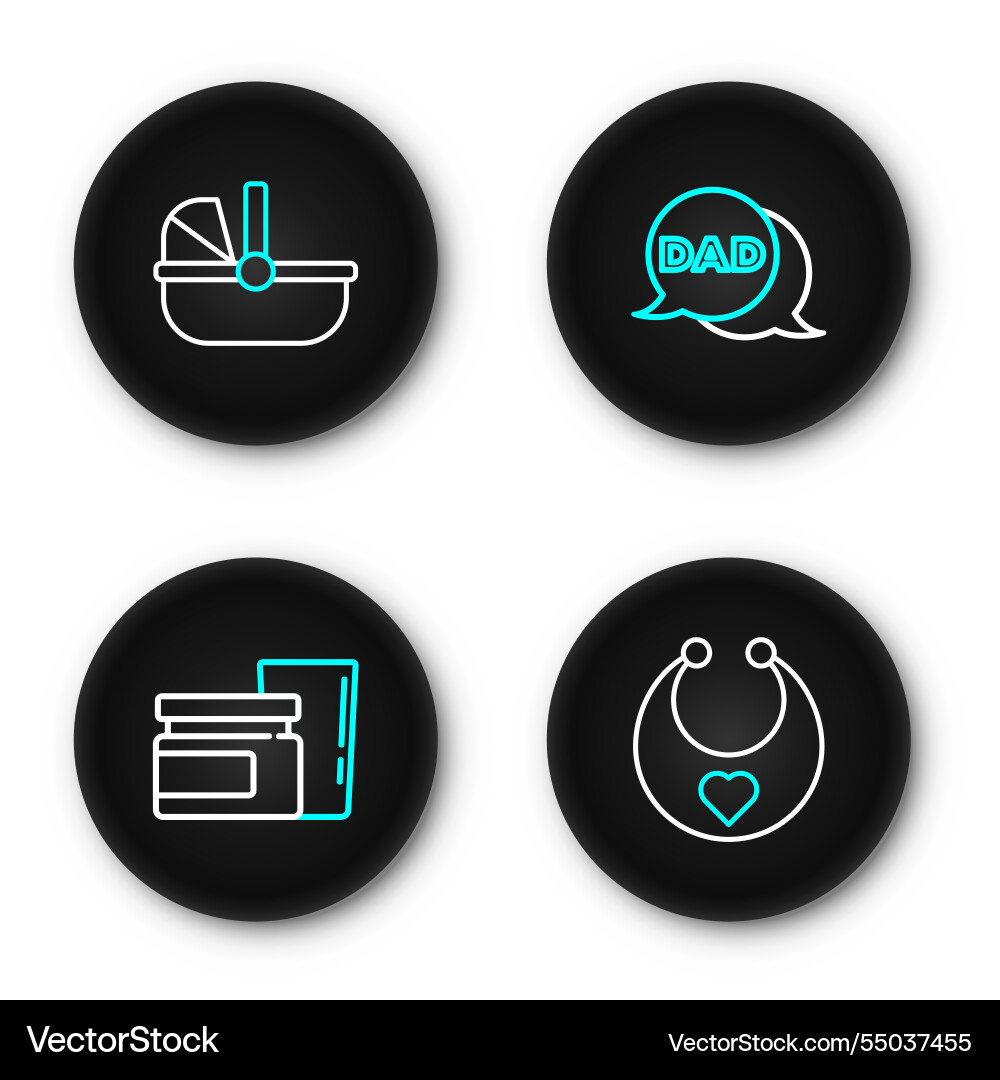 Set Linie Baby Bib Essen Rede Blase Papa Set Linie Baby Bib Essen Rede Blase Papa Vektorbild