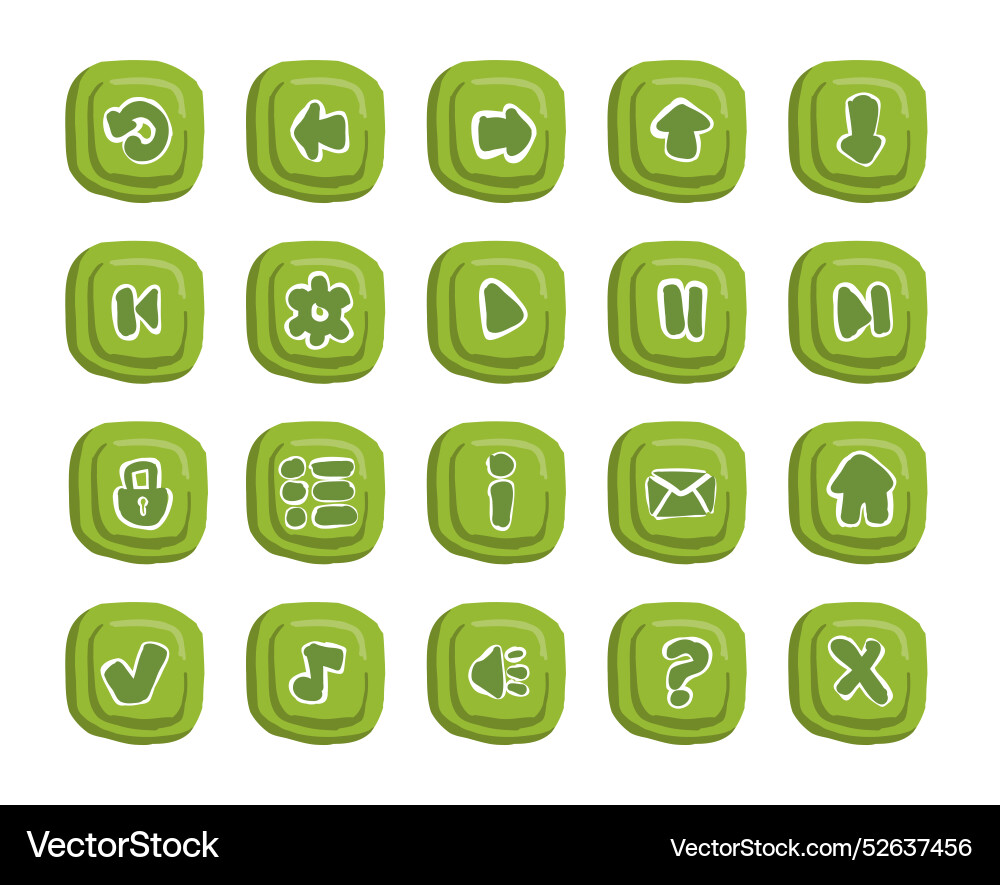 Cartoon ui game button set Cartoon ui game button set vector image