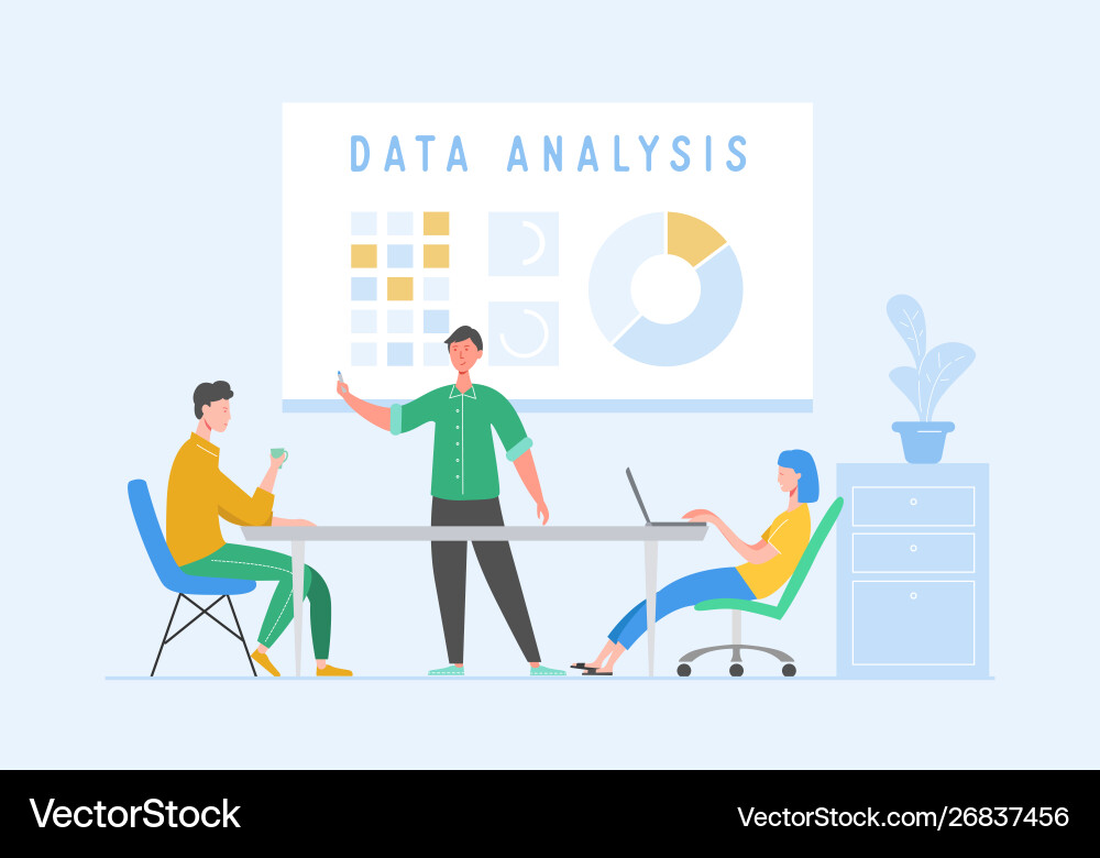 Data analysis concept with characters business Data analysis concept with characters business vector image