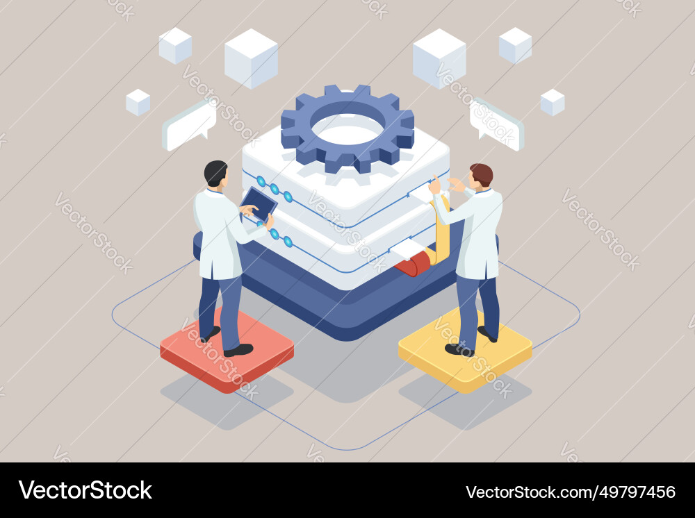 Isometric database and cloud data storage concept Isometric database and cloud data storage concept vector image