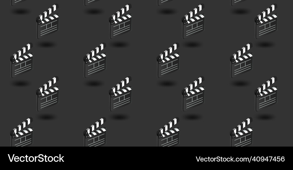 Seamless pattern with movie claps 3d vector image