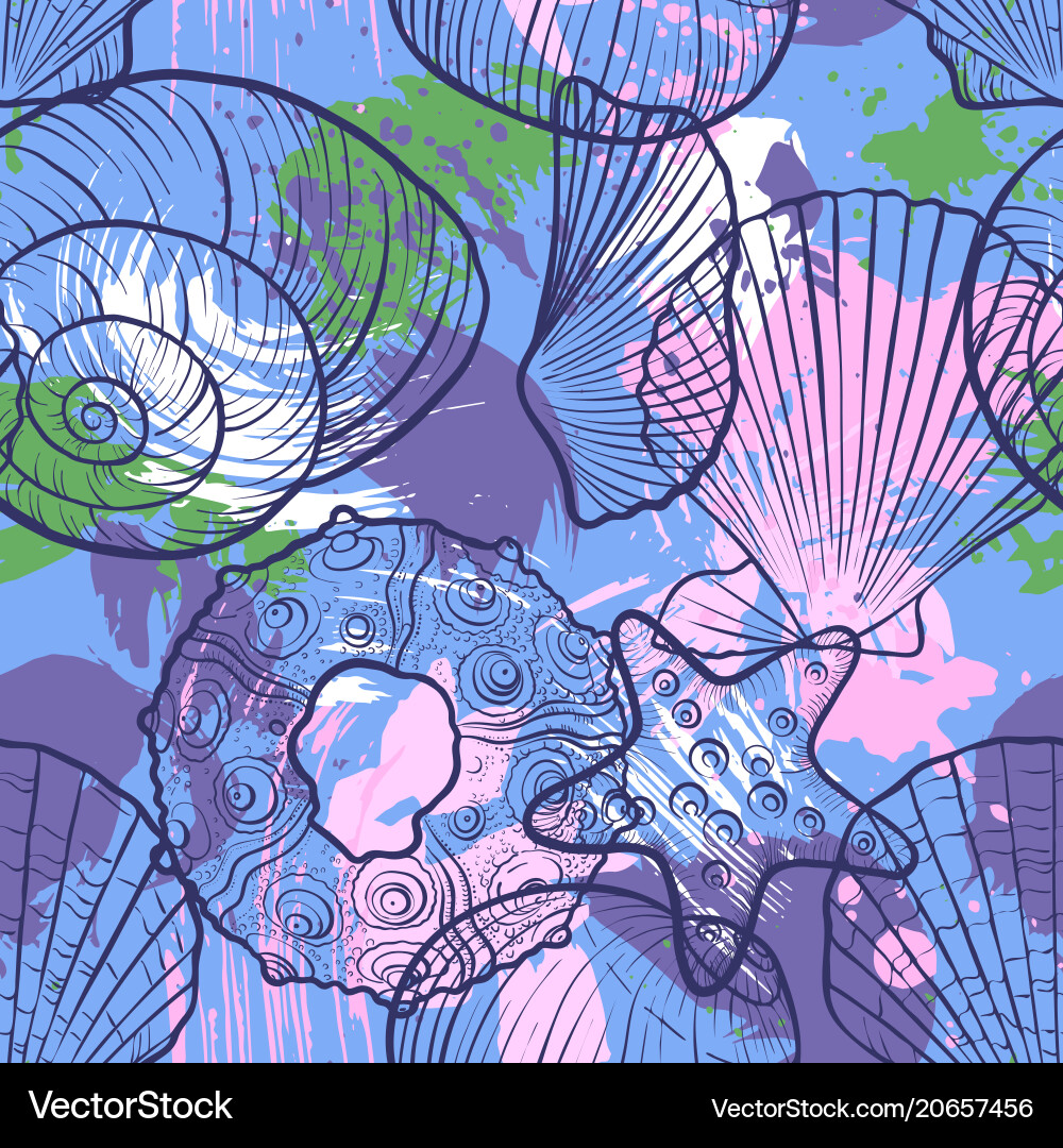 Seashell Pattern - Ocean Blues vector image