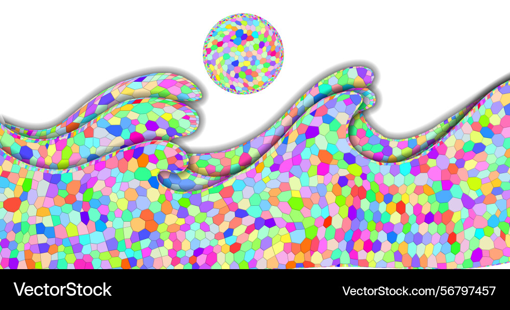 Abstract waves of mosaic tiles create the illusion Abstract waves of mosaic tiles create the illusion vector image