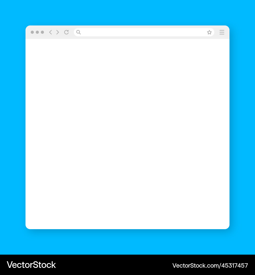 Blank web browser window with toolbar and search Blank web browser window with toolbar and search vector image