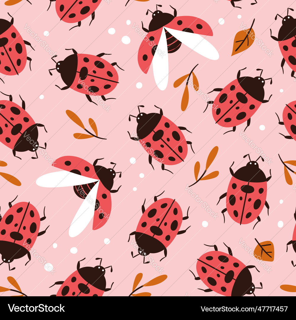 Cute Ladybug Seamless Pattern Vector Image