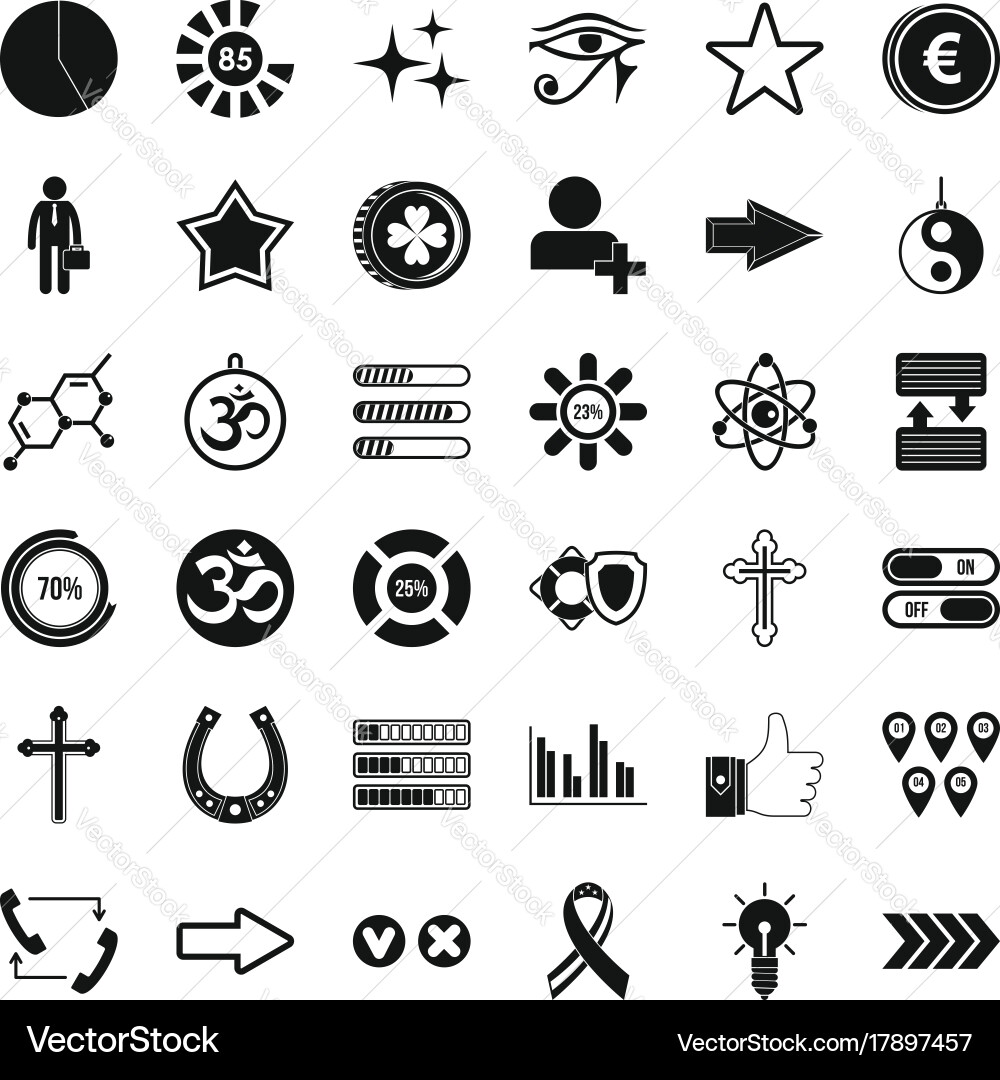 Element icons set simple style Vector Image