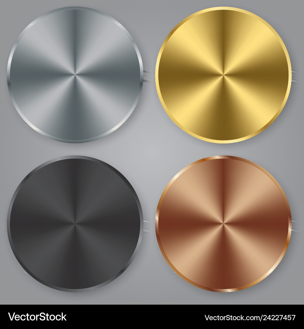 Metal templates set with texture button Vector Image