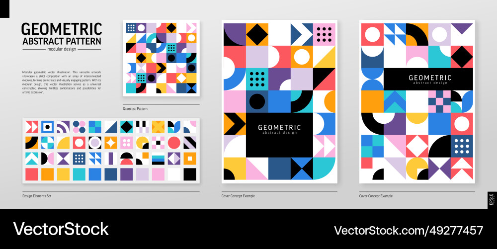 Retro Geometric Color Block Pattern vector image