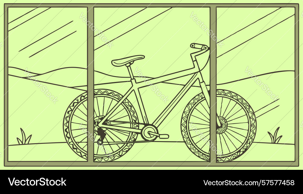 Bicycle view from indoor window design generative Vector Image