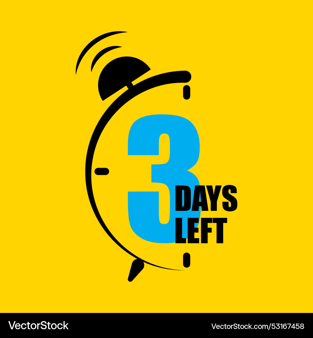 Countdown timer 3 days icon three left Countdown timer 3 days icon three left vector image
