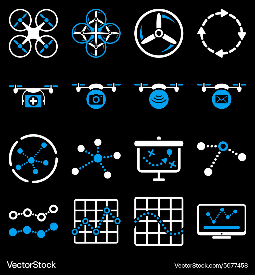 Quadcopter navigation icon set Vector Image