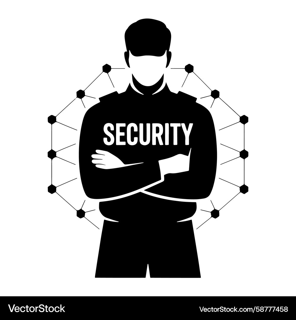 security-guard-with-network-shield-royalty-free-vector-vectorstock