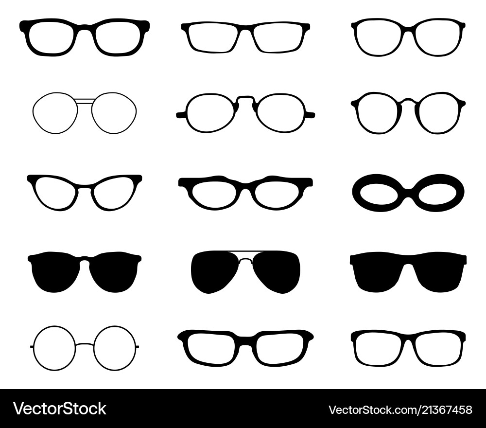 Silhouettes of different eyeglasses Silhouettes of different eyeglasses vector image