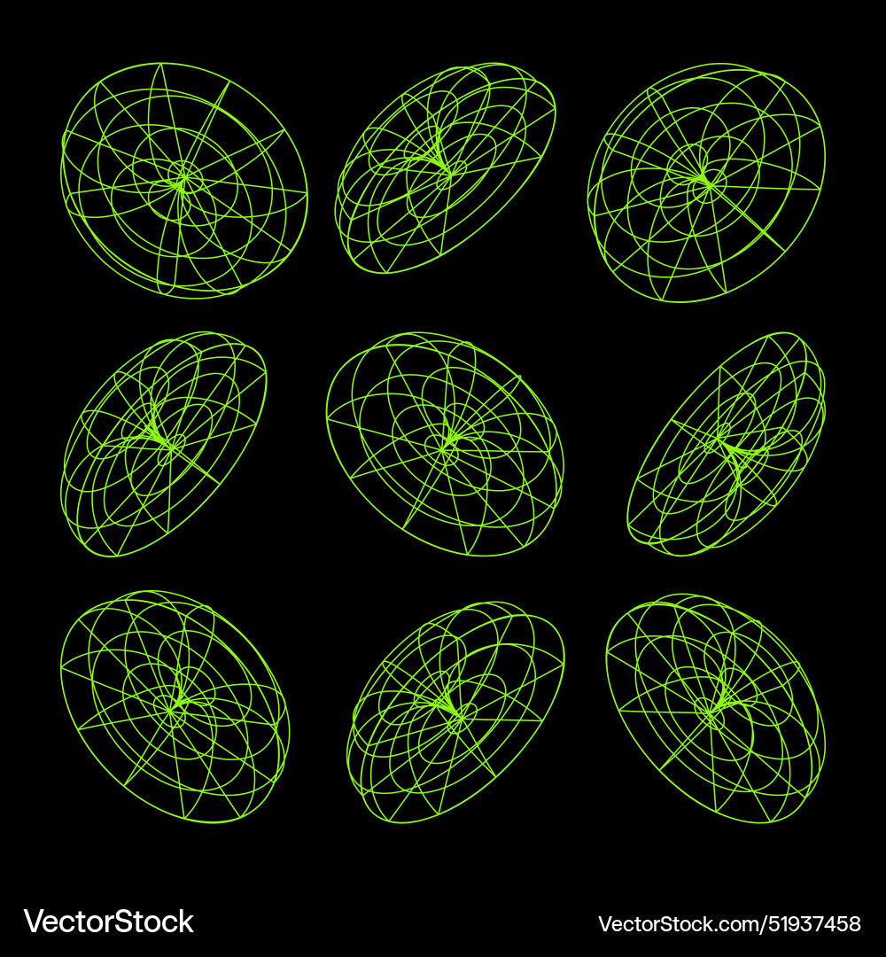 Wireframe lined shapes perspective mesh 3d grid vector image