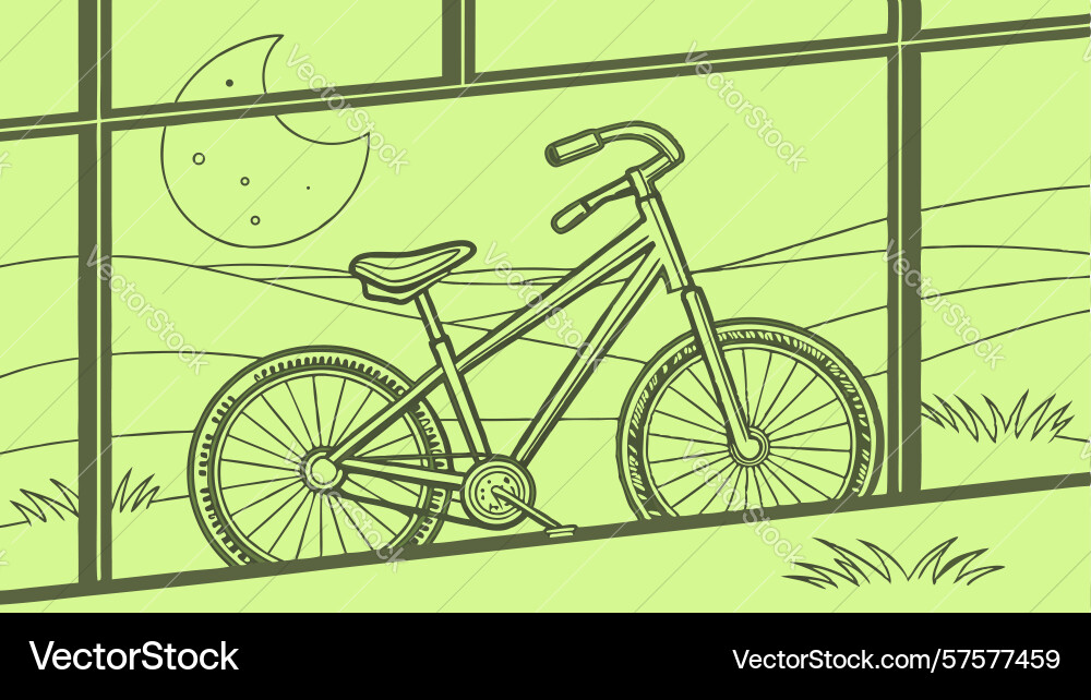 Bicycle by open window to nature design Vector Image
